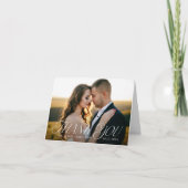 モダンエレガントタイポグラフィ2写真結婚の サンキューカード (正面)