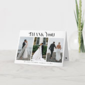 モダンエレガントタイポグラフィ4写真結婚コラージュ サンキューカード (正面)