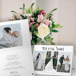 モダンエレガントタイポグラフィ4写真結婚コラージュ サンキューカード