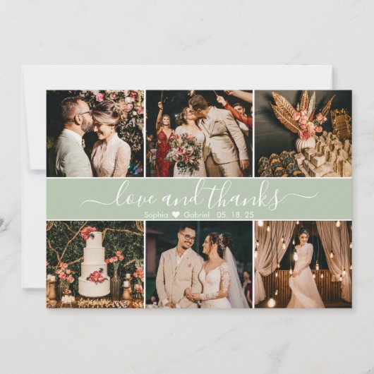 モダンエレガントタイポグラフィ6フォトコラージュ サンキューカード (正面)
