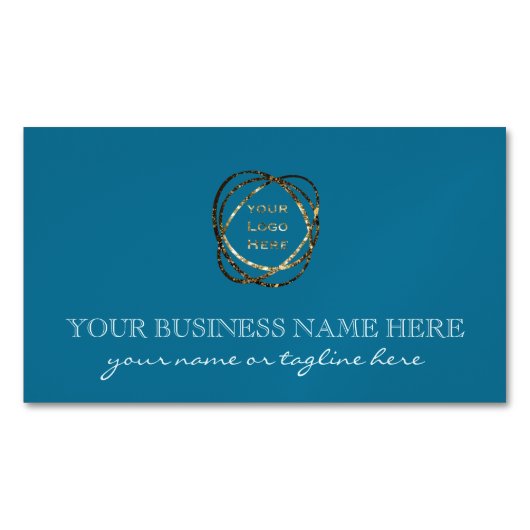 モダンエレガントターコイズカスタムロゴ マグネット名刺 (正面)