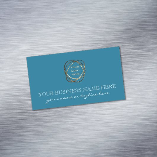 モダンエレガントターコイズカスタムロゴ マグネット名刺 (インサイチュ)