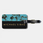 モダンエレガントターコイズストーン金ゴールドとブラック ラゲッジタグ (裏面横)