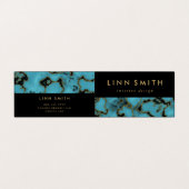 モダンエレガントターコイズストーン金ゴールドとブラック 名刺 (外部フラット)