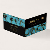 モダンエレガントターコイズストーン金ゴールドとブラック 名刺 (外部)