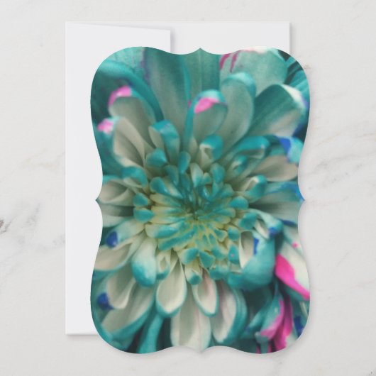 モダンエレガントターコイズピンクフローラ結婚ズ 招待状 (裏面)