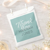 モダンエレガントターコイズミントグリーンのブライダルシャワー フェイバーバッグ (クリップ留めされた状態)