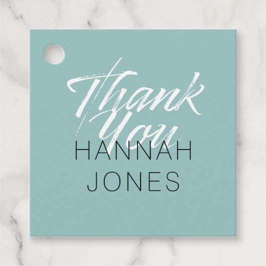 モダンエレガントターコイズミントグリーンの花嫁シャワー フェイバータグ (正面)