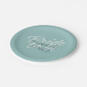モダンエレガントターコイズミントグリーンの花嫁シャワー ペーパープレート (アングル)