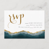 モダンエレガントターコイズ金ゴールド結婚アゲート エンクロージャーカード (正面)