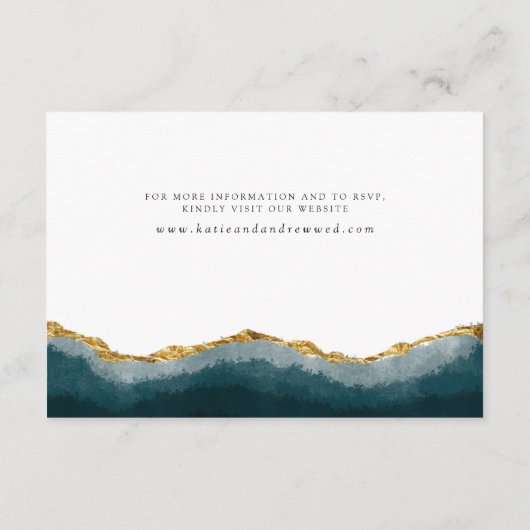 モダンエレガントターコイズ金ゴールド結婚アゲート エンクロージャーカード (裏面)