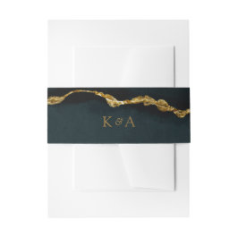 モダンエレガントターコイズ金ゴールド結婚アゲート 招待状ベリーバンド