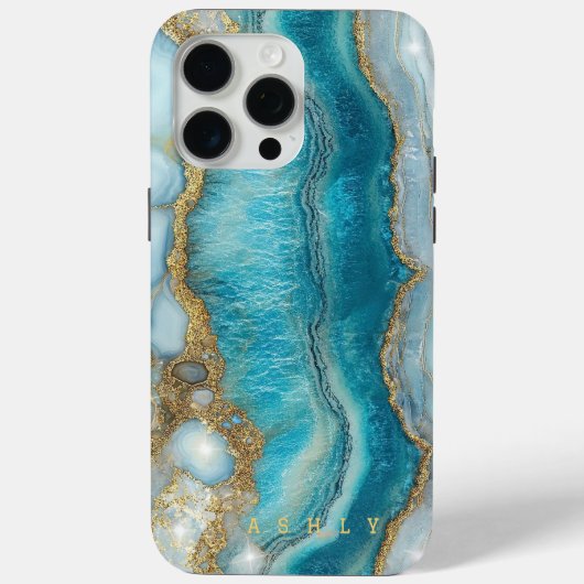 モダンエレガントターコイズ金ゴールド Case-Mate iPhoneケース (裏面)