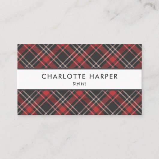 モダンエレガントタータンチェック 名刺 (正面)