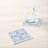 モダンエレガントダスティブルーとホワイト スクエアペーパーコースター (インサイチュ)