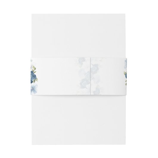 モダンエレガントダスティブルーフローラ結婚ズ 招待状ベリーバンド (裏面例)