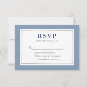 モダンエレガントダスティブルーホワイトシルバー 出欠カード (正面)