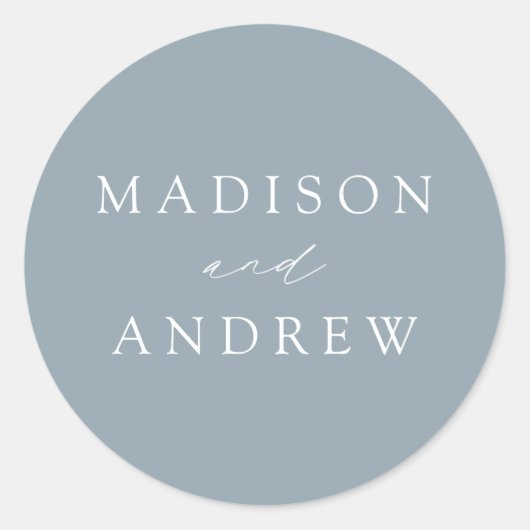 モダンエレガントダスティブルー結婚ズ ラウンドシール (正面)