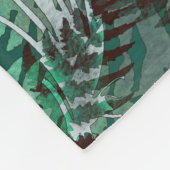 モダンエレガントダークエメラルドグリーンシダ フリースブランケット (角)