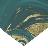 モダンエレガントティール(緑がかった色)グリーンと金ゴールドマーブルスワール ショートテーブルランナー (コーナー)