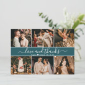 モダンエレガントティール（緑がかった色）グリーンタイポグラフィフォトコラージュ サンキューカード (スタンド正面)