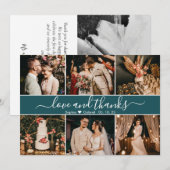 モダンエレガントティール（緑がかった色）グリーンタイポグラフィフォトコラージュ サンキューカード (正面/裏面)