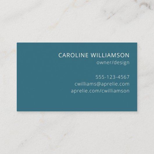 モダンエレガントティール（緑がかった色）ブルークリエイティブプロフェッショナル 名刺 (裏面)