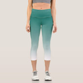 モダンエレガントティール（緑がかった色）ブルーグリーンウォンズトレンディー カプリレギンス (正面)