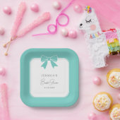 モダンエレガントティール（緑がかった色）ブルーボウリボンブライダルシャワー ペーパープレート (パーティー)