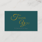 モダンエレガントティール（緑がかった色）及び金ゴールドサンキューカード 名刺 (正面)