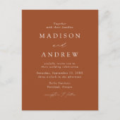 モダンエレガントテラコタ結婚ス インビテーションポストカード (正面)
