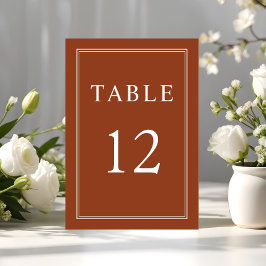 モダンエレガントテラコタ結婚ス テーブルナンバー