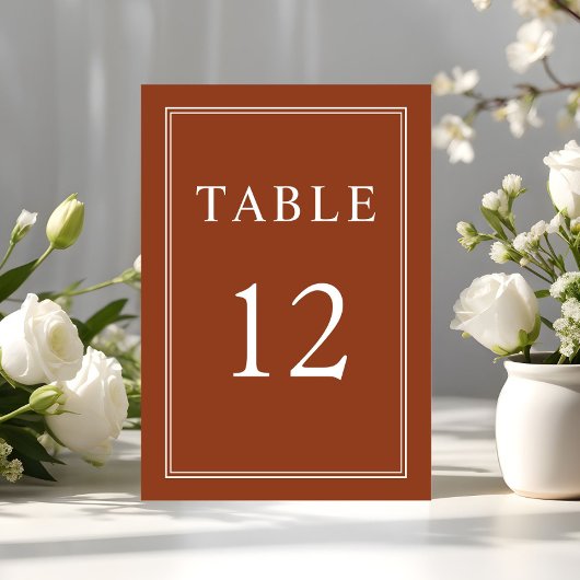 モダンエレガントテラコタ結婚ス テーブルナンバー