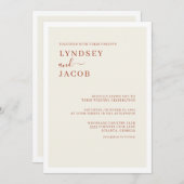 モダンエレガントテラコタ結婚ス 招待状 (正面/裏面)