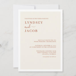 モダンエレガントテラコタ結婚ス 招待状