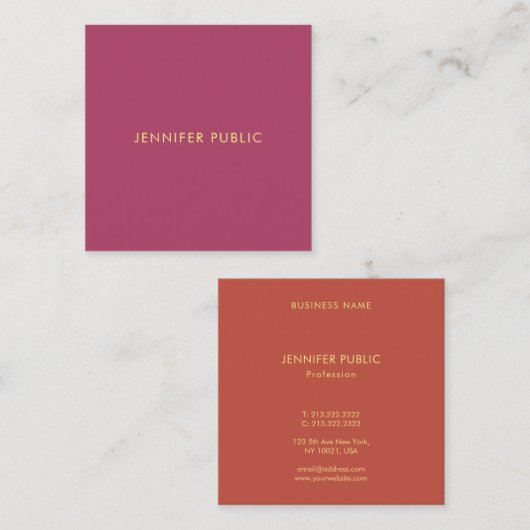 モダンエレガントテンプレートシンプルプロフェッショナル スクエア名刺 (正面/裏面)