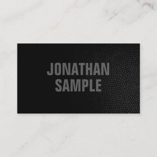 モダンエレガントテンプレートブラックのレザールック 名刺 (正面)