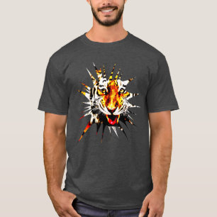 モダンエレガントテンプレート炭ヒザータイガー Tシャツ