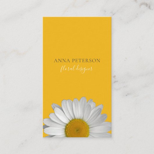 モダンエレガントデイジーフラワーオンイエローブラック 名刺 (正面)