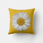 モダンエレガントデイジー花オンマスタードイエロー クッション (裏面)