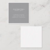 モダンエレガントデザイングレイ白プレーントレンディー スクエア名刺 (正面/裏面)