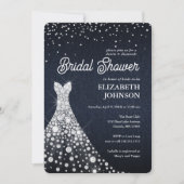 モダンエレガントデニムアンドダイヤモンドのブライダルシャワー 招待状 (正面)