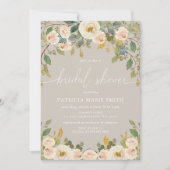 モダンエレガントトゥーペピーチフローラブライダルシャワー 招待状 (正面)
