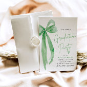 モダンエレガントトレンディースタイリッシュグリーンボウ卒業 招待状