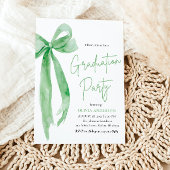 モダンエレガントトレンディースタイリッシュグリーンボウ卒業 招待状