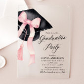 モダンエレガントトレンディースタイリッシュピンクボウ卒業 アクリル招待状