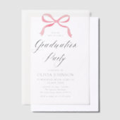 モダンエレガントトレンディースタイリッシュピンクボウ卒業 ベラム紙招待状 (オフセット)
