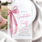モダンエレガントトレンディースタイリッシュピンクボウ卒業 ベラム紙招待状