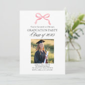 モダンエレガントトレンディースタイリッシュピンクボウ卒業 招待状 (スタンド正面)