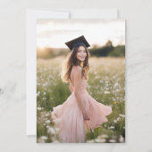 モダンエレガントトレンディースタイリッシュピンクボウ卒業 招待状 (裏面)